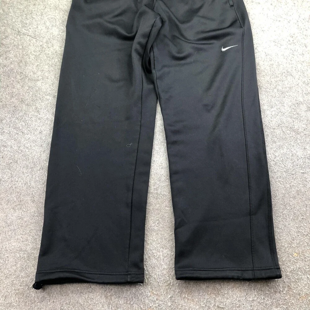 Nike Sweatpants Mens Large Black Therma-FIT Fleece Elastic Waist Zip Hem